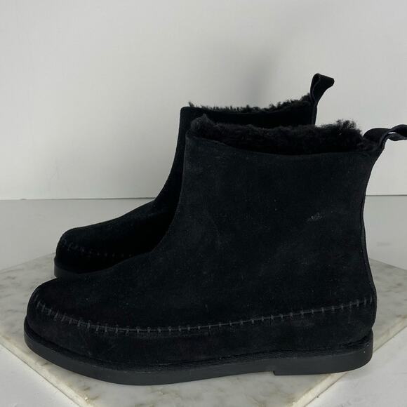 NEW Steve Madden Moccasin Boots Tommy Bootie Black Suede Shearling Lined 5 $110 - Picture 5 of 12